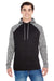 J America JA8612 Mens Cosmic Fleece Hooded Sweatshirt Hoodie Black/Charcoal Grey Front