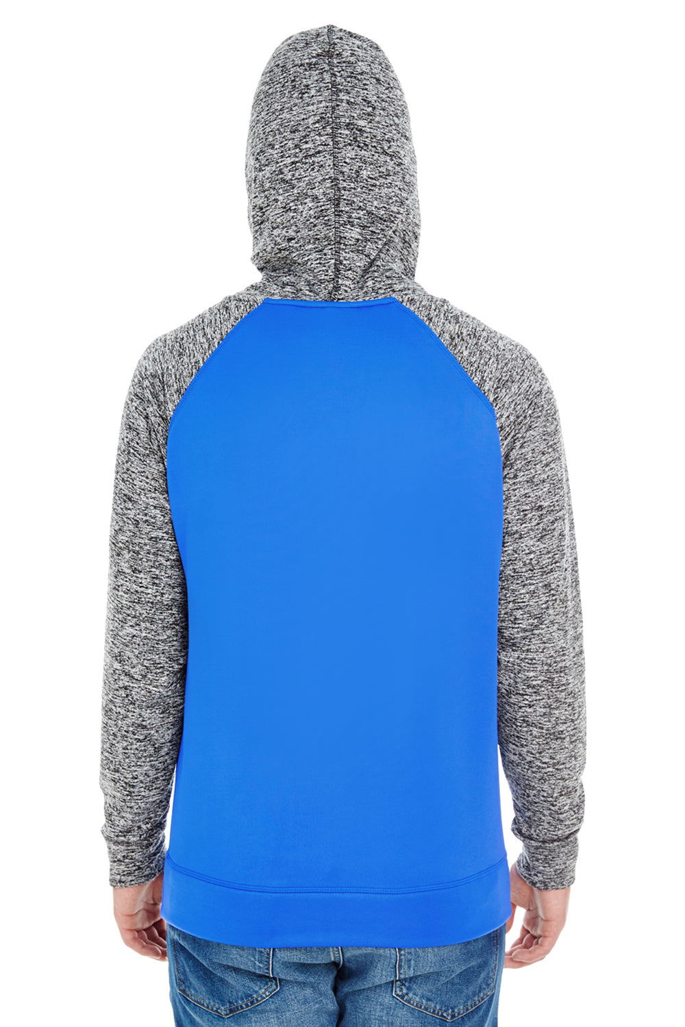 J America JA8612 Mens Cosmic Fleece Hooded Sweatshirt Hoodie Royal Blue/Charcoal Grey Back