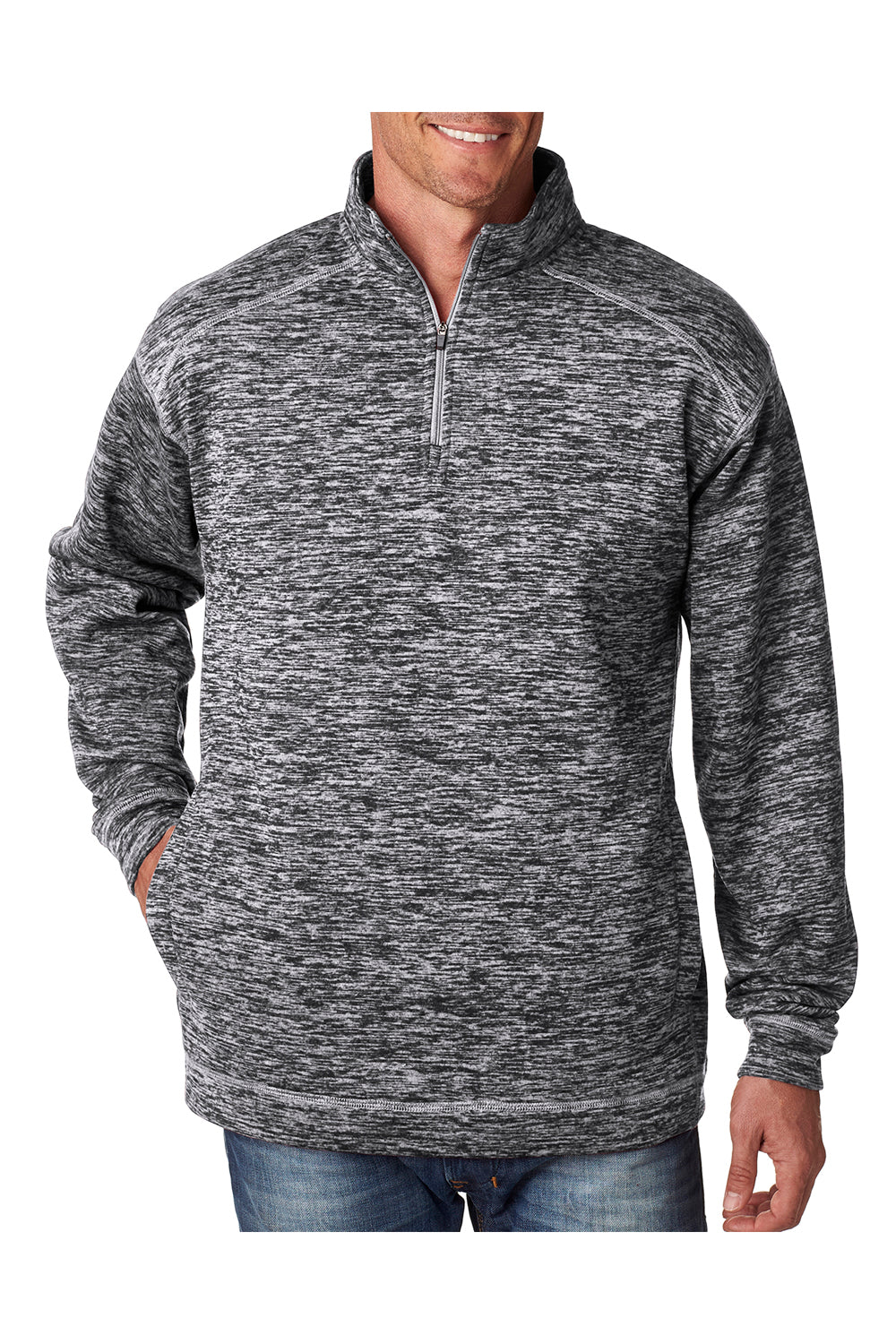 J America JA8614 Mens Cosmic Fleece 1/4 Zip Sweatshirt Charcoal Grey Front