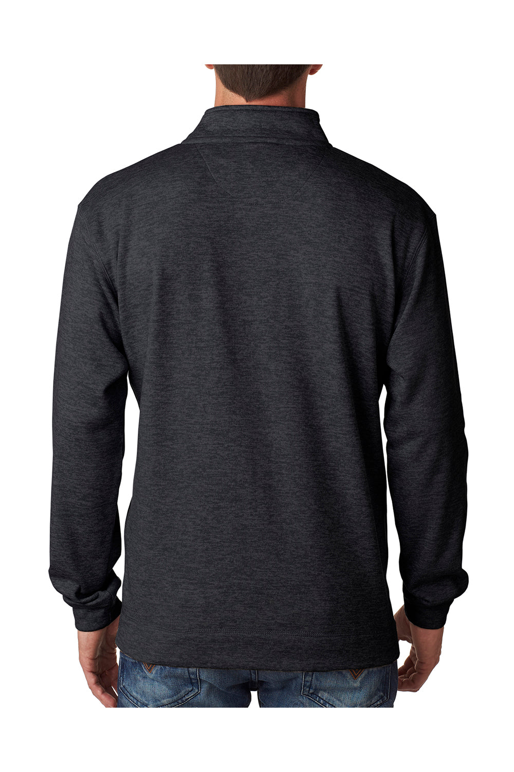 J America JA8614 Mens Cosmic Fleece 1/4 Zip Sweatshirt Onyx Black Back