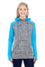 J America JA8618 Womens Cosmic Fleece Hooded Sweatshirt Hoodie Charcoal Grey/Electric Blue Front