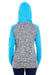 J America JA8618 Womens Cosmic Fleece Hooded Sweatshirt Hoodie Charcoal Grey/Electric Blue Back