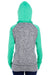 J America JA8618 Womens Cosmic Fleece Hooded Sweatshirt Hoodie Charcoal Grey/Emerald Green Back