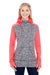 J America JA8618 Womens Cosmic Fleece Hooded Sweatshirt Hoodie Charcoal Grey/Coral Pink Front