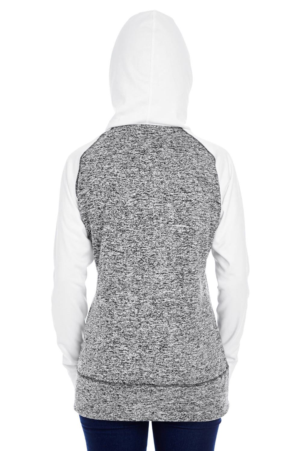 J America JA8618 Womens Cosmic Fleece Hooded Sweatshirt Hoodie Charcoal Grey/White Back