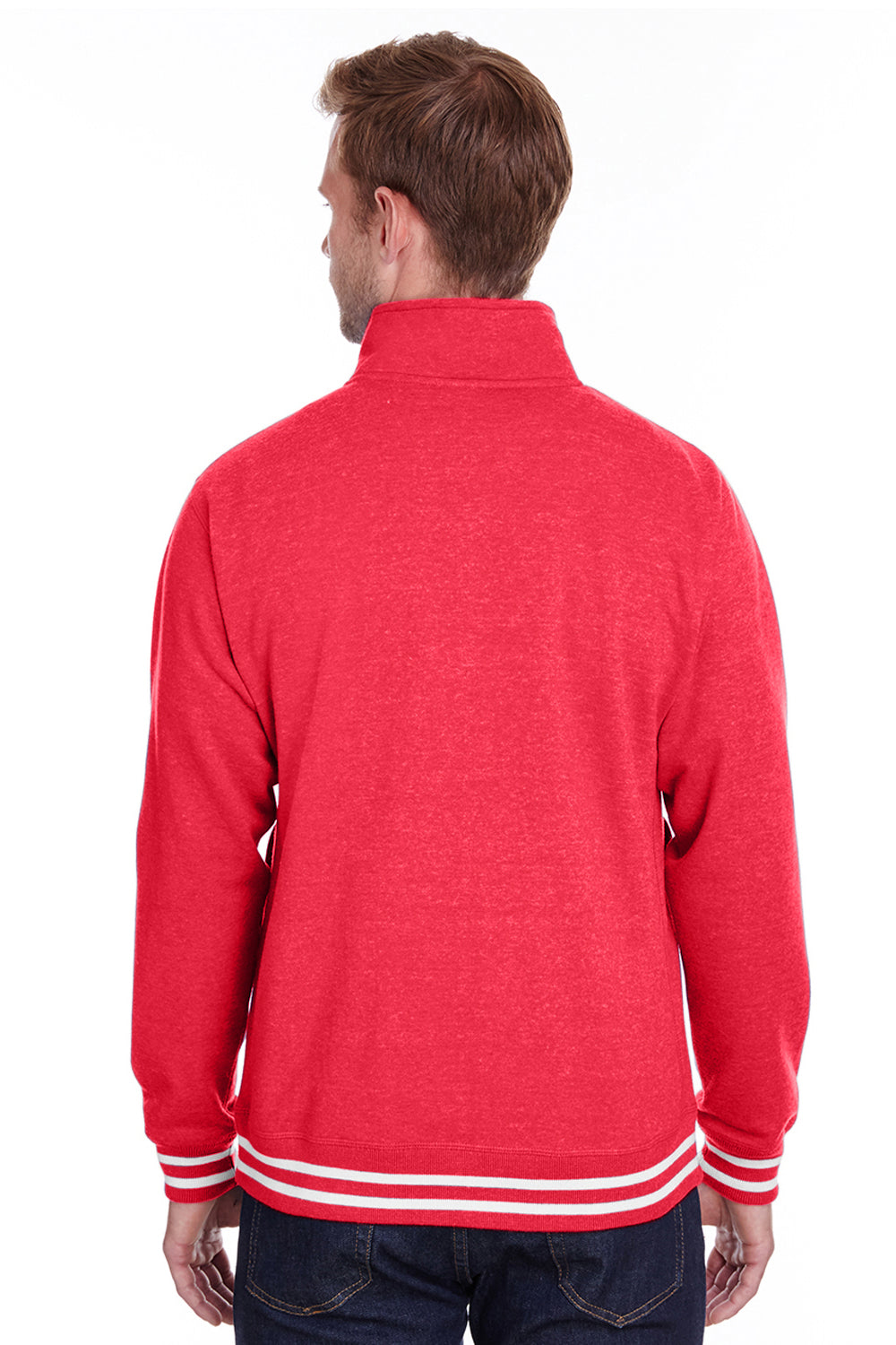 J America JA8650 Mens Relay Fleece 1/4 Zip Sweatshirt Red Back