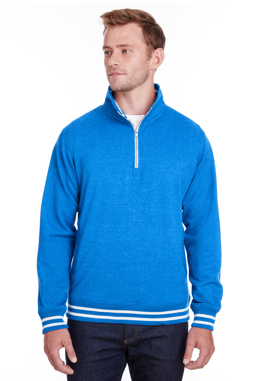 J America JA8650 Mens Relay Fleece 1/4 Zip Sweatshirt Royal Blue Front