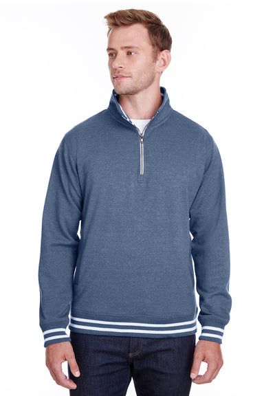 J America JA8650 Mens Relay Fleece 1/4 Zip Sweatshirt Navy Blue Front