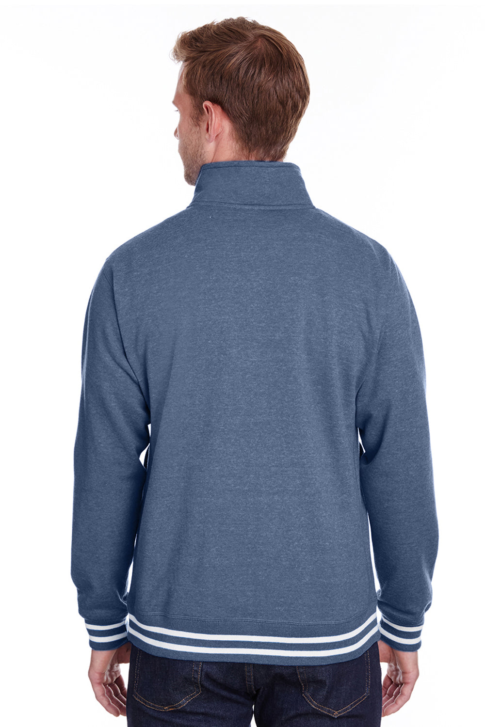 J America JA8650 Mens Relay Fleece 1/4 Zip Sweatshirt Navy Blue Back