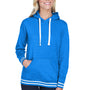 J America Womens Relay Sueded Fleece Hooded Sweatshirt Hoodie - Royal Blue/White - Closeout