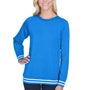 J America Womens Relay Sueded Fleece Crewneck Sweatshirt - Royal Blue/White - Closeout