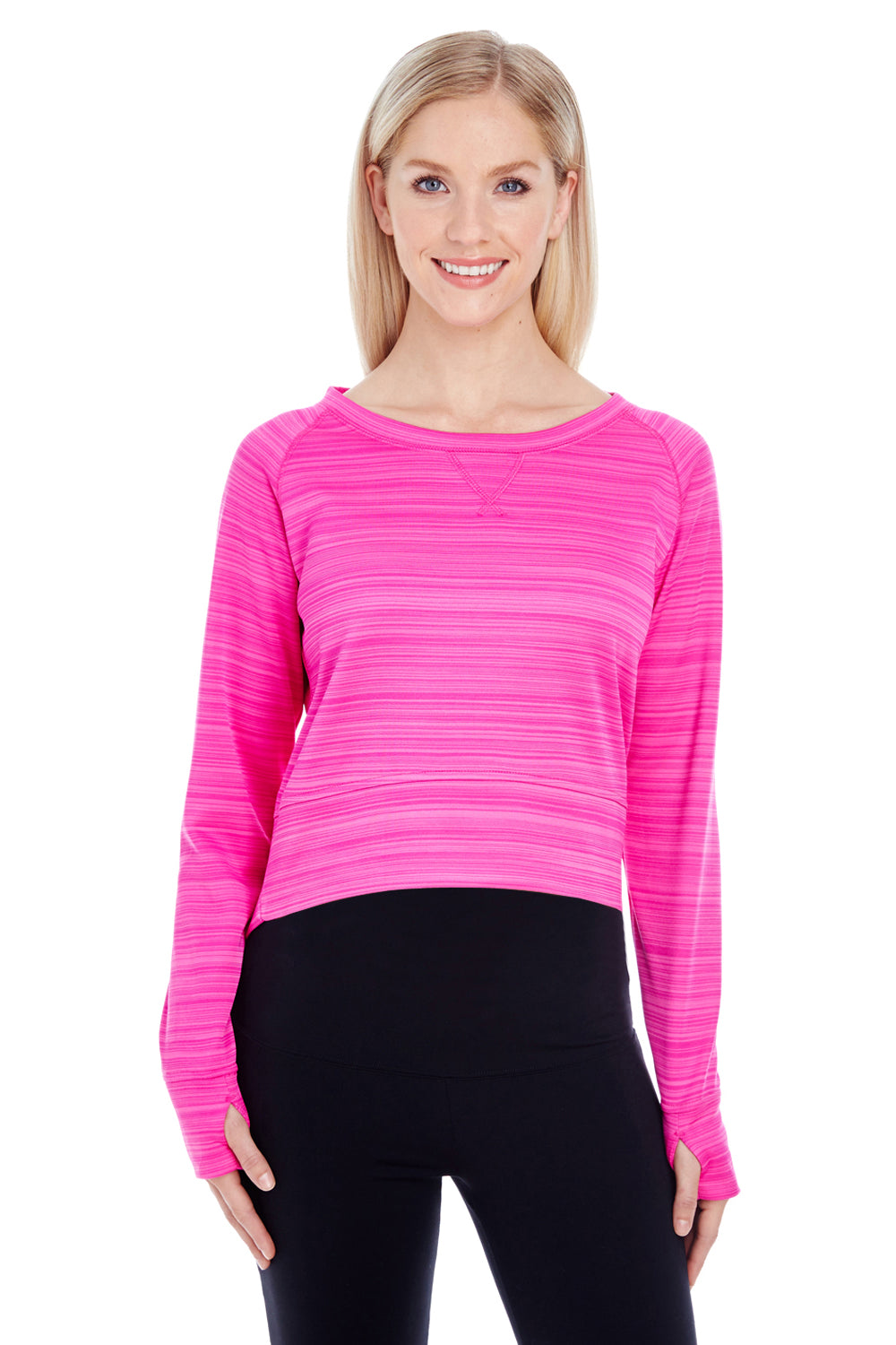 J America JA8663 Womens Odyssey Fleece Crewneck Sweatshirt Passion Pink Front