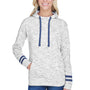 J America Womens Fleece Hooded Sweatshirt Hoodie - White/Navy Blue