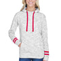 J America Womens Fleece Hooded Sweatshirt Hoodie - White/Red