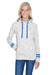 J America JA8674 Womens Fleece Hooded Sweatshirt Hoodie White/Royal Blue Front