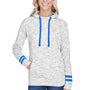 J America Womens Fleece Hooded Sweatshirt Hoodie - White/Royal Blue