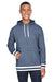 J America JA8701 Mens Peppered Fleece Hooded Sweatshirt Hoodie Navy Blue Front