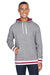 J America JA8701 Mens Peppered Fleece Hooded Sweatshirt Hoodie Grey/Maroon Front