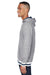 J America JA8701 Mens Peppered Fleece Hooded Sweatshirt Hoodie Grey/Navy Blue Side
