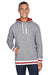 J America JA8701 Mens Peppered Fleece Hooded Sweatshirt Hoodie Grey/Red Front