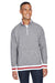 J America JA8703 Mens Peppered Fleece 1/4 Zip Sweatshirt Grey/Red Front