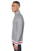 J America JA8703 Mens Peppered Fleece 1/4 Zip Sweatshirt Grey/Red Side