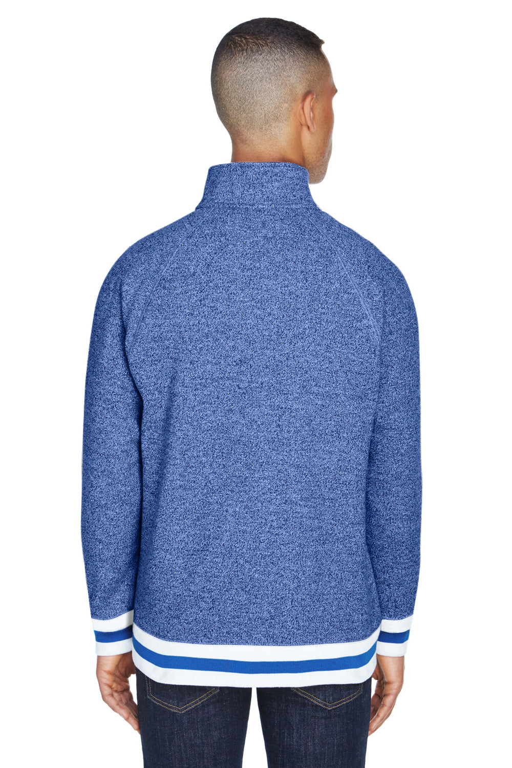 J America JA8703 Mens Peppered Fleece 1/4 Zip Sweatshirt Royal Blue Back