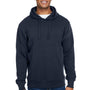 J America Mens Ripple Fleece Hooded Sweatshirt Hoodie - Navy Blue - NEW
