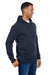 J America JA8706 Mens Ripple Fleece Hooded Sweatshirt Hoodie Navy Blue 3Q