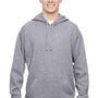 J America Mens Tailgate Fleece Hooded Sweatshirt Hoodie - Oxford Grey