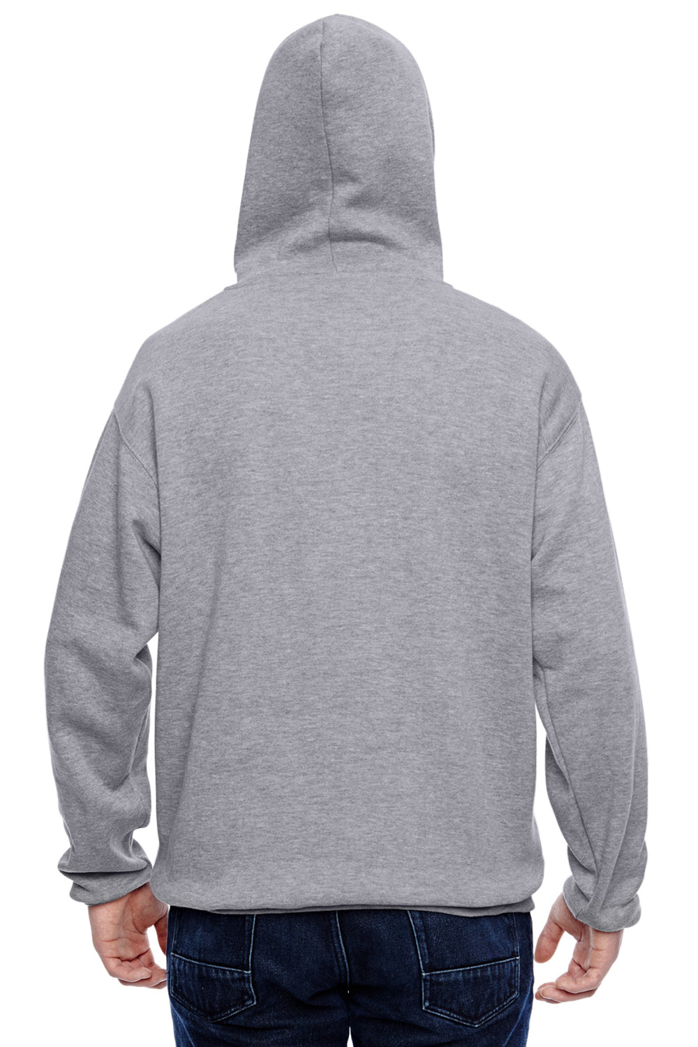 J America JA8815 Mens Tailgate Fleece Hooded Sweatshirt Hoodie Oxford Grey Back