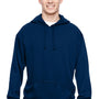 J America Mens Tailgate Fleece Hooded Sweatshirt Hoodie - Navy Blue
