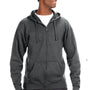 J America Mens Premium Fleece Full Zip Hooded Sweatshirt Hoodie - Charcoal Grey