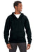 J America JA8821 Mens Premium Fleece Full Zip Hooded Sweatshirt Hoodie Black Front