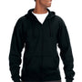 J America Mens Premium Fleece Full Zip Hooded Sweatshirt Hoodie - Black