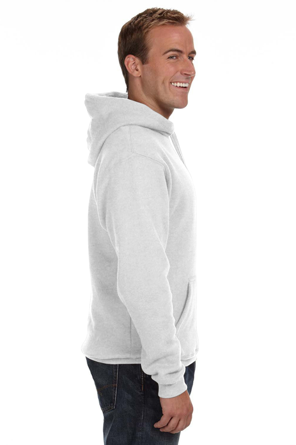 J America JA8824 Mens Premium Fleece Hooded Sweatshirt Hoodie Ash Grey Side