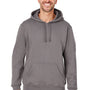 J America Mens Premium Fleece Hooded Sweatshirt Hoodie - Fossil Grey