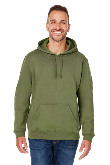 J America JA8824/8824 Mens Premium Fleece Hooded Sweatshirt Hoodie Military Green Front