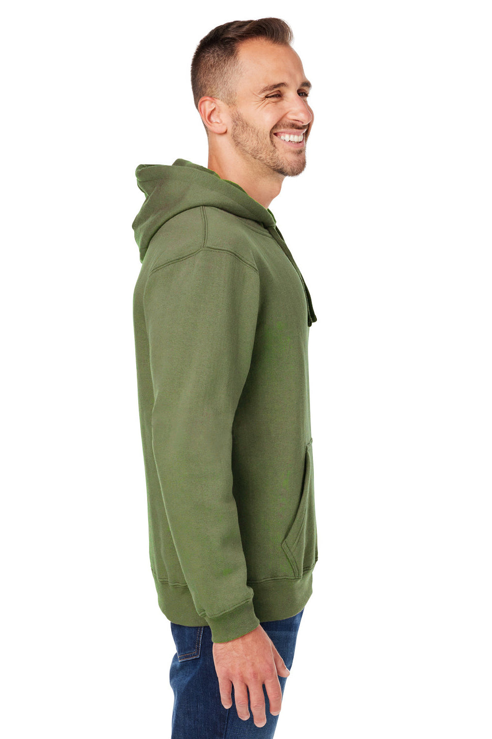 J America JA8824/8824 Mens Premium Fleece Hooded Sweatshirt Hoodie Military Green SIde