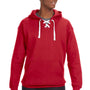 J America Mens Sport Lace Hooded Sweatshirt Hoodie - Red