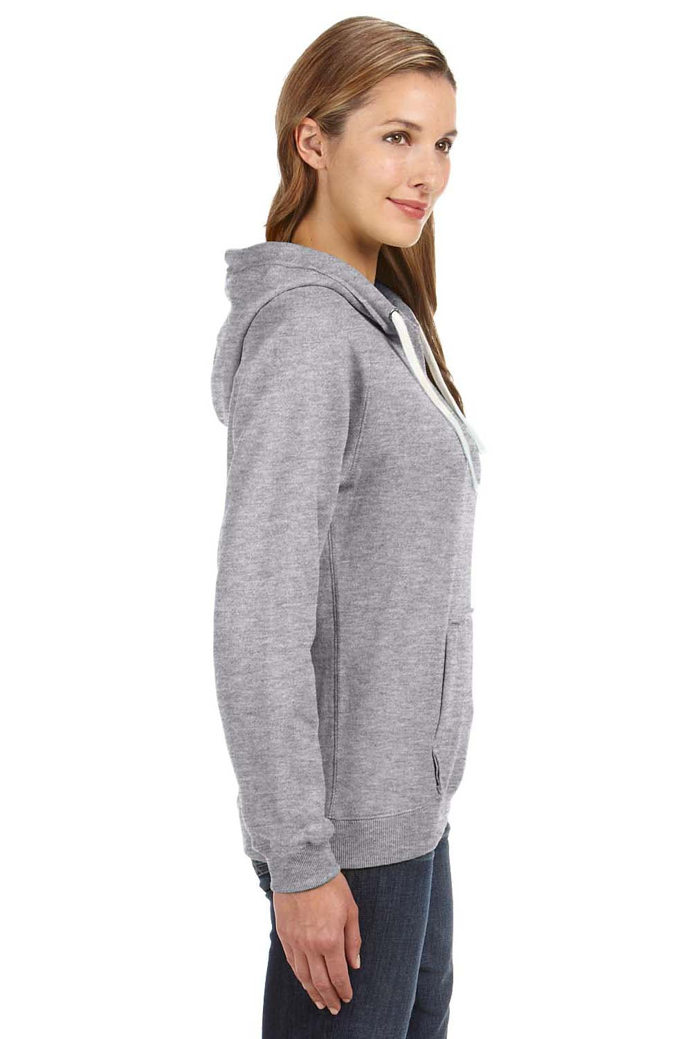 J America JA8836 Womens Sydney Sueded Fleece Hooded Sweatshirt Hoodie Oxford Grey Side