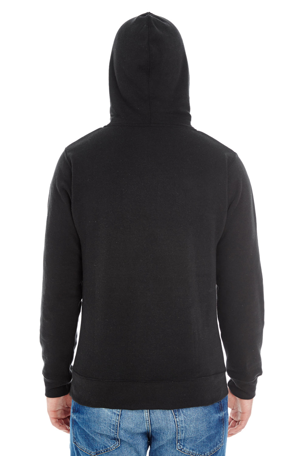 J America JA8871 Mens Fleece Hooded Sweatshirt Hoodie Solid Black Back