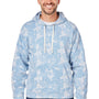 J America Mens Fleece Hooded Sweatshirt Hoodie - Chambray Blue Aloha
