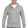 J America Mens Fleece Full Zip Hooded Sweatshirt Hoodie - Grey