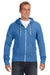 J America JA8872 Mens Fleece Full Zip Hooded Sweatshirt Hoodie Royal Blue Front