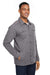J America JA8889 Mens Quilted Jersey Button Down Shirt Jacket Heather Charcoal Grey 3Q