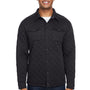 J America Mens Quilted Jersey Button Down Shirt Jacket - Black