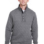 J America Mens Quilted 1/4 Snap Down Sweatshirt - Heather Charcoal Grey