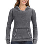 J America Womens Zen Burnout Fleece Hooded Sweatshirt Hoodie - Dark Smoke Grey