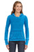 J America JA8912 Womens Zen Burnout Fleece Hooded Sweatshirt Hoodie Oceanberry Blue Front